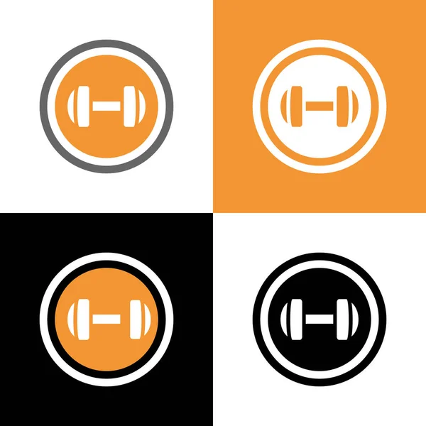 Fitnessstudio Icon Design Fitness Vektor Symbol Hantelsilhouette Auf Kreis Hintergrund — Stockvektor