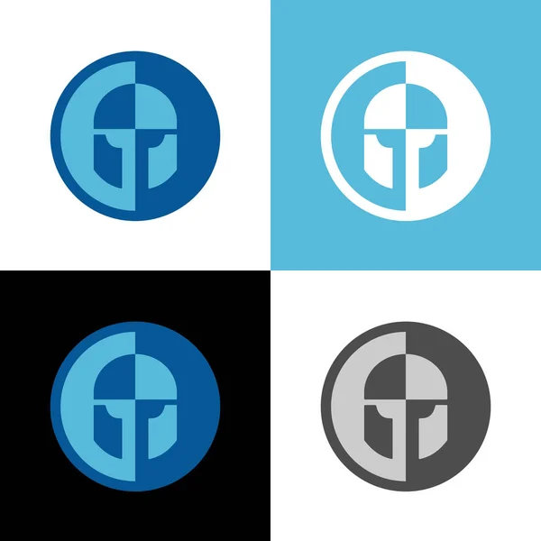 Medeltida Krigare Hjälm Logotyp Ikon Riddare Vektor Illustration Design — Stock vektor