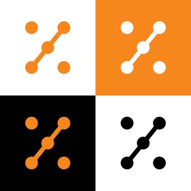 Soyut nokta bağlantı logo şablonu, bağlı daire sembolü, vektör illüstrasyonu