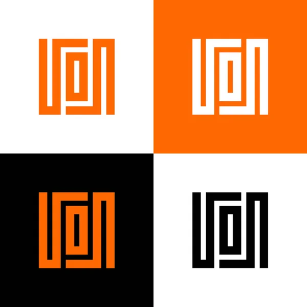 Initial Letter Uon Logo Template Design Square Shape Illustration Vector — Stock Vector