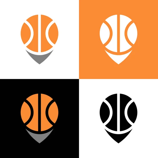 Ballon Basket Symbole Carte Illustration Vectorielle Modèle Logo — Image vectorielle