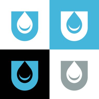 U harfli su damlası, logo tasarım şablonu elementleri