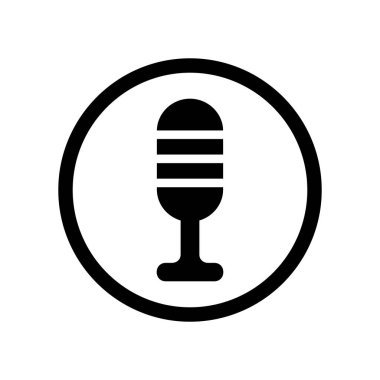 Basit siyah mikrofon simgesi, mikrofon sembolü, vektör illüstrasyonu