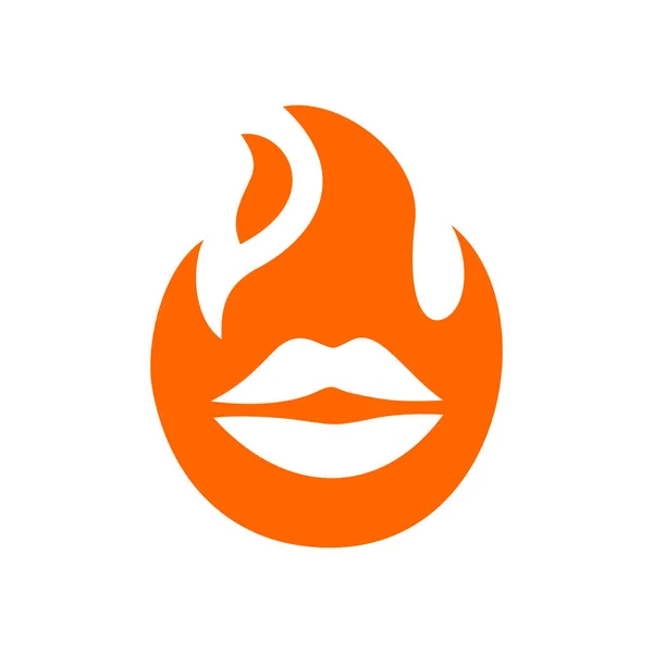 Lips Brand Logo Template Mond Vuur Symbool Hot Lip Pictogram — Stockvector