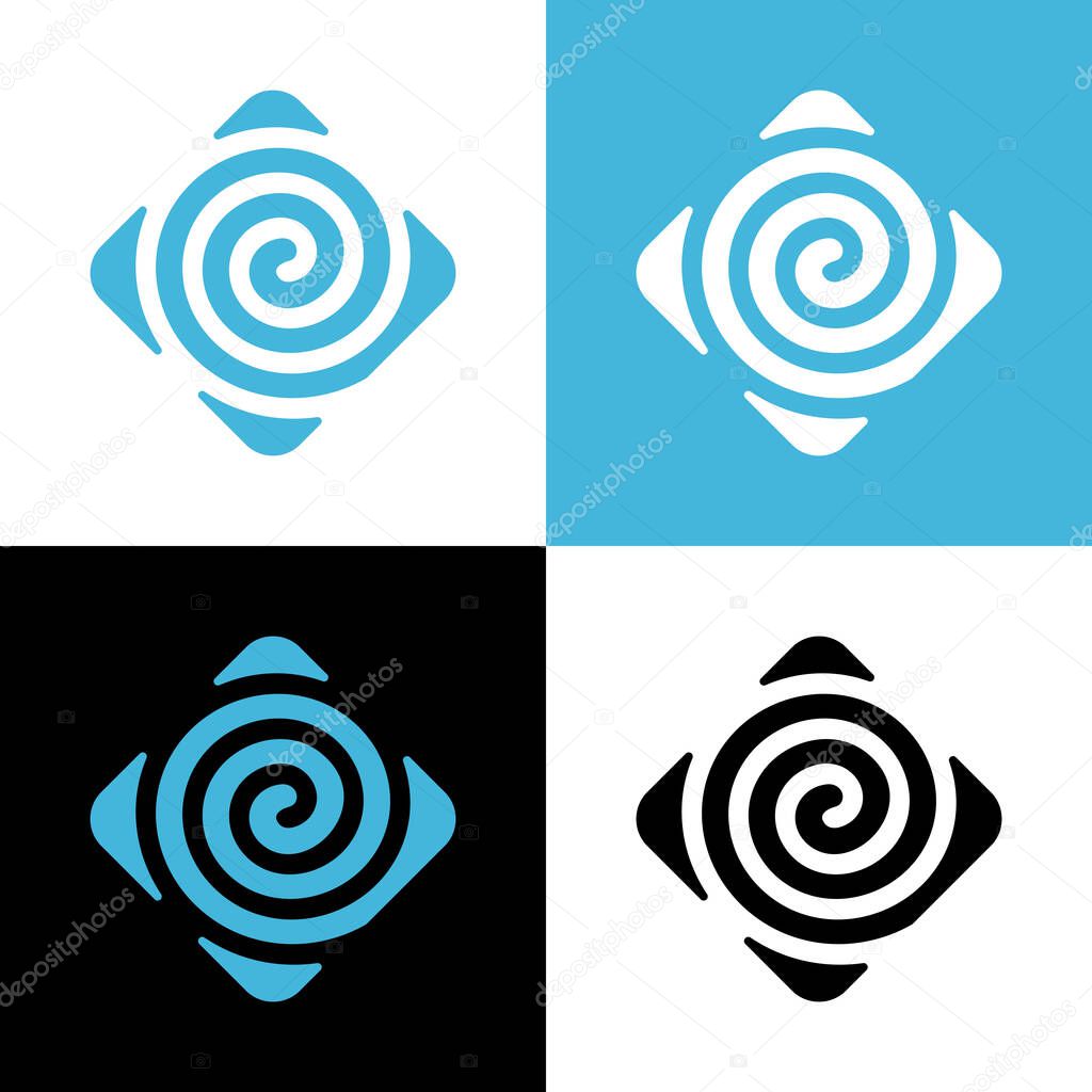 Swirl logo design template elements, abstract spiral icon