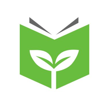 Kitap ve bitki logosu tasarım şablon elementleri