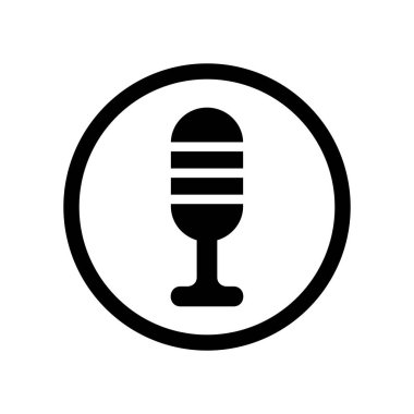 Basit mikrofon simgesi, kayıt işareti, podcast vektör sembolü