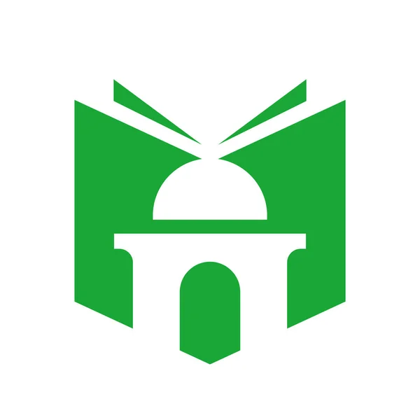 Элементы Оформления Логотипа Книги Мечети Исламский Символ Образования Икона Обучения — стоковый вектор