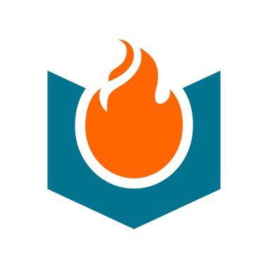 Book and fire logo template, spirit book icon design, burning book symbol clipart