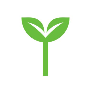 Yeşil bitki simgesi tasarımı, basit vektör illüstrasyonu