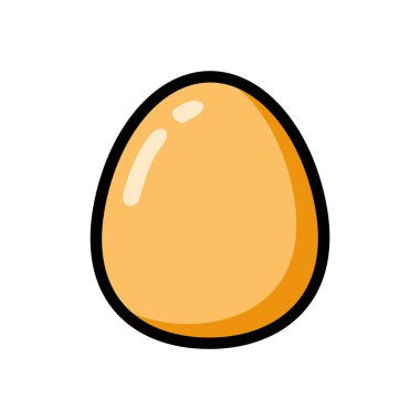 Kahverengi yumurta beyaz arka grond üzerinde izole, çizgi film tarzı illüstrasyon