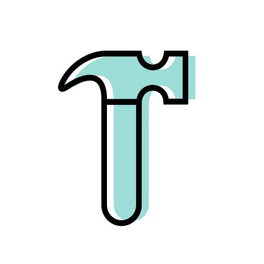 Beyaz arkaplanda izole edilmiş basit çekiç simgesi tasarımı