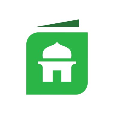 Kitap ve cami logosu, İslam bilgisinin sembolü, İslam kitabı ikonu - Vektör