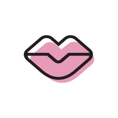 Dişi dudaklar logo simgesi tasarım şablon elementleri - Vektör