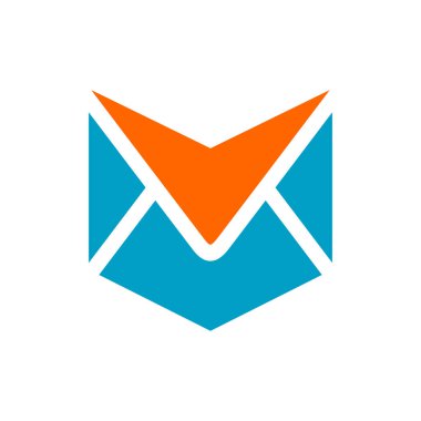 Katlanmış zarf logo tasarım şablonu ögeleri, ileti veya harf sembolü