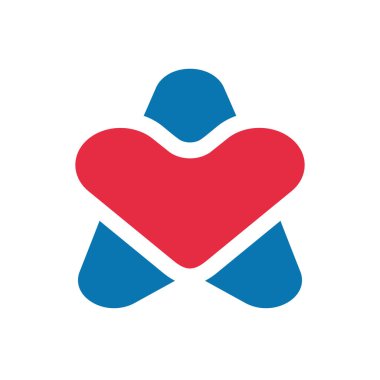 Yıldız ve kalp şeklinde logo şablon elementleri, aşk yıldızı simgesi - Vektör