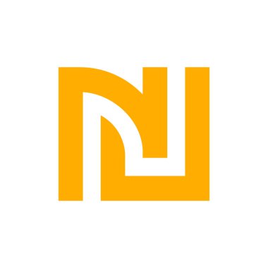 NJ harfi logosu, ilk JN monogram logo tasarımı - Vektör