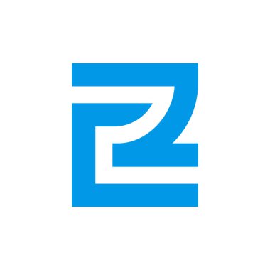 İlk harf CZ veya ZC logo tasarım şablon elemanları, mavi dikdörtgen şekil sembolü, monogram logosu