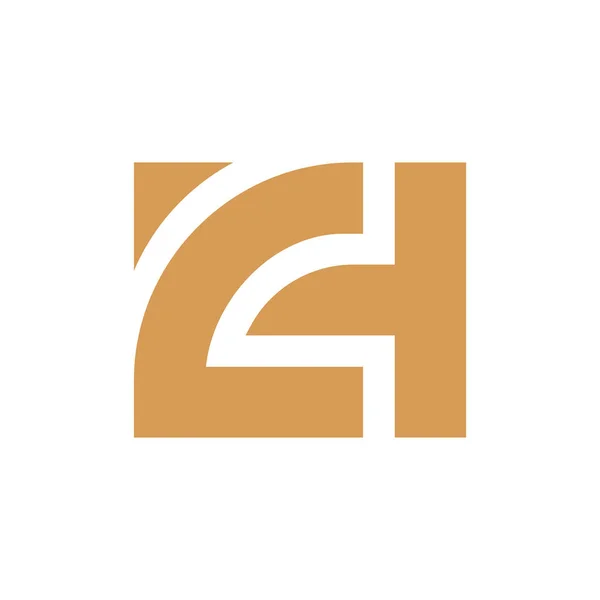 İlk harf CH HC monogram logosu, kare şekilli tipografi, beyaz arkaplanda izole edilmiş altın rengi sembol - Vektör
