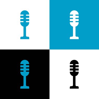 Mikrofon simgesi tasarımı, basit mikrofon sembolü, podcast simgesi - Vektör