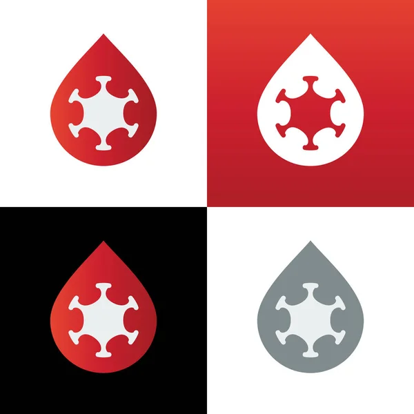 Modelo Design Ícone Logotipo Vírus Sangue Vírus Ilustração Corrente Sanguínea — Vetor de Stock