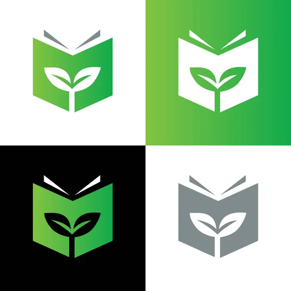 Шаблон Логотипом Экологической Книги Изучение Символа Сельского Хозяйства Изучение Иконы — стоковый вектор