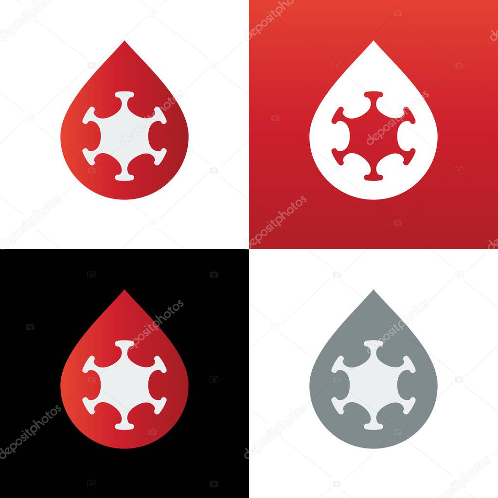 Virus and blood logo icon design template, virus in bloodstream illustration - Vector