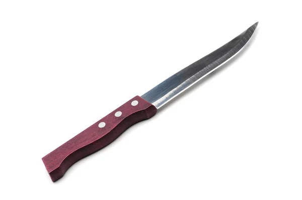 Μαχαίρι με ξύλινη λαβή σε λευκό φόντο — Φωτογραφία Αρχείου