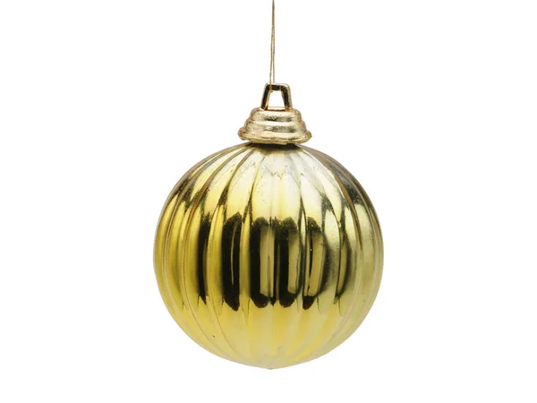 Vánoční a novoroční koule žluté lesklé barvy na bílém b — Stock fotografie