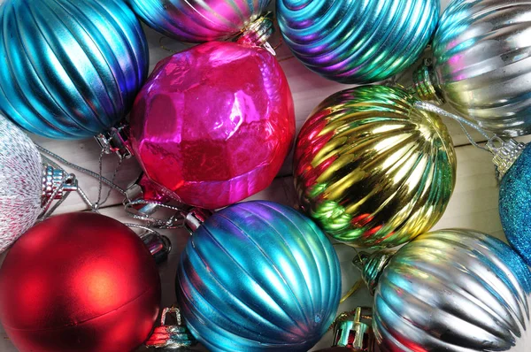 Christmas and New Year`s balls of shiny color on a white backgro — Φωτογραφία Αρχείου