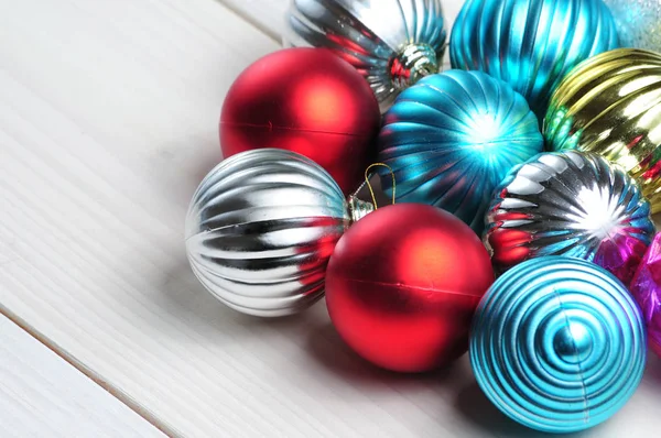 Christmas and New Year`s balls of shiny color on a white backgro — Φωτογραφία Αρχείου