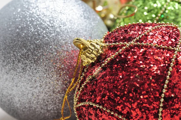 Christmas and New Year`s ball of shiny color on a white backgrou — Stock Photo, Image