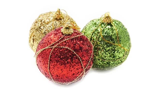 Christmas and New Year`s ball of shiny color on a white backgrou — Stock Photo, Image