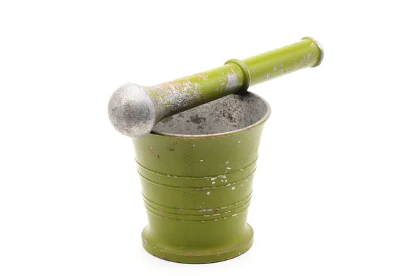 Mortar Préselésére Élelmiszer Izolált Fehér Alapon — Stock Fotó