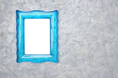 Mermer zemin üzerinde antik mavi yarı saydam fotoğraf çerçevesi