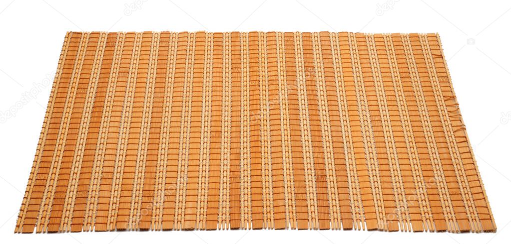 Bamboo mat on an isolated white background