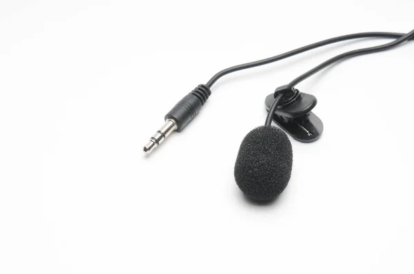 Microfone Lavalier Para Correspondentes Fundo Branco Isolado — Fotografia de Stock