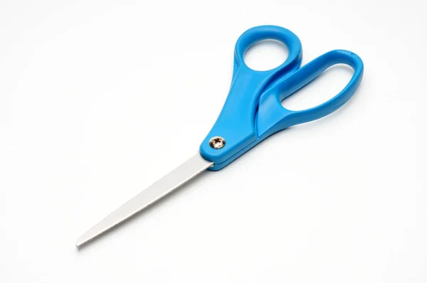 Ножницы Синей Ручкой Портных Изолированном Белом Фоне — стоковое фото
