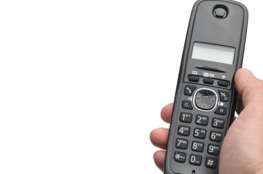 Beyaz izole backgroun kentsel ve uzun mesafe hatları na çağrılar için telefon yakışıklı