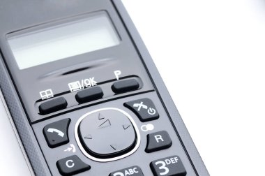Beyaz izole backgroun kentsel ve uzun mesafe hatları na çağrılar için telefon yakışıklı