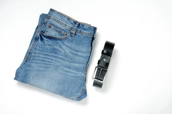 Calça Jeans Azul Fundo Isolado — Fotografia de Stock