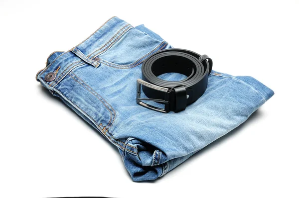 Denim Kalhoty Modré Izolovaném Pozadí — Stock fotografie