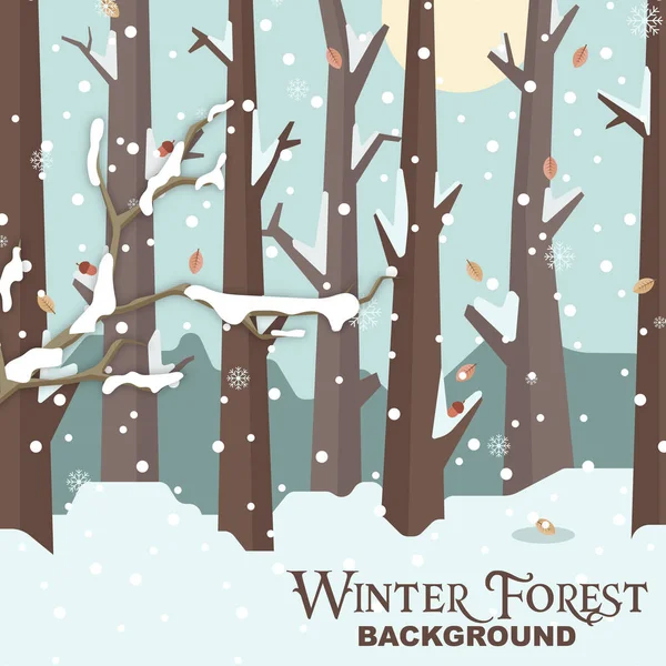 Winter Forest Background Snow Tree Vector Image — Stock Vector