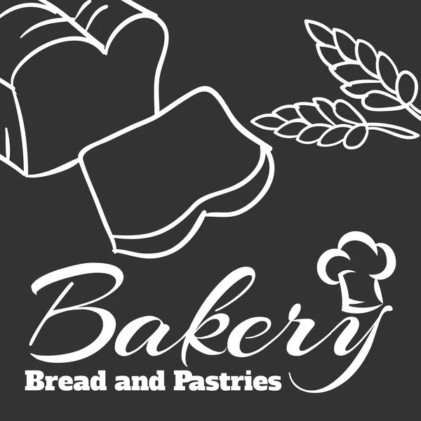 Pain de boulangerie et pâtisseries Aperçu Dark Background Vector — Image vectorielle
