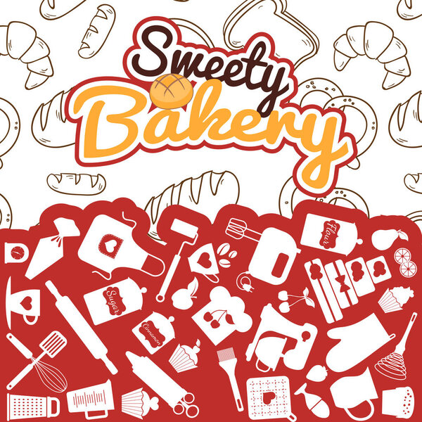 Bakery Sweety White Background Vector