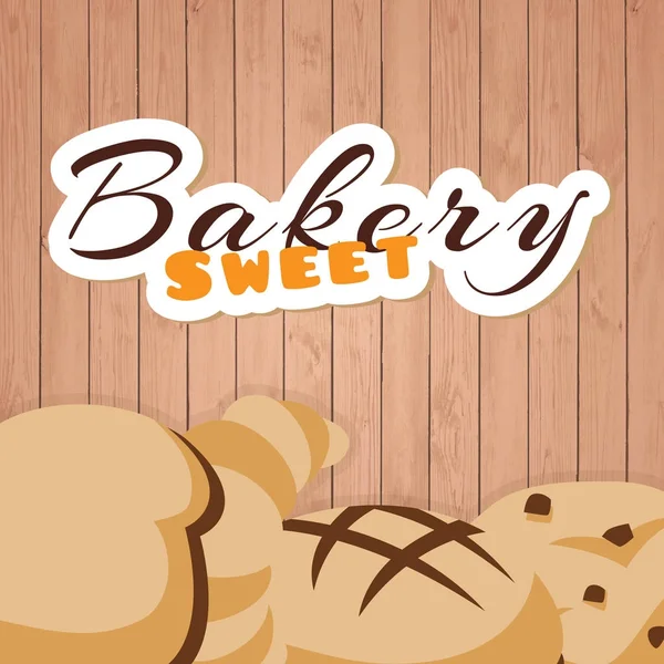 Αρτοποιείο γλυκό φόντο ξύλου διάνυσμα — Διανυσματικό Αρχείο