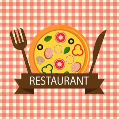 Pizza restoran Logo kahverengi şerit vektör
