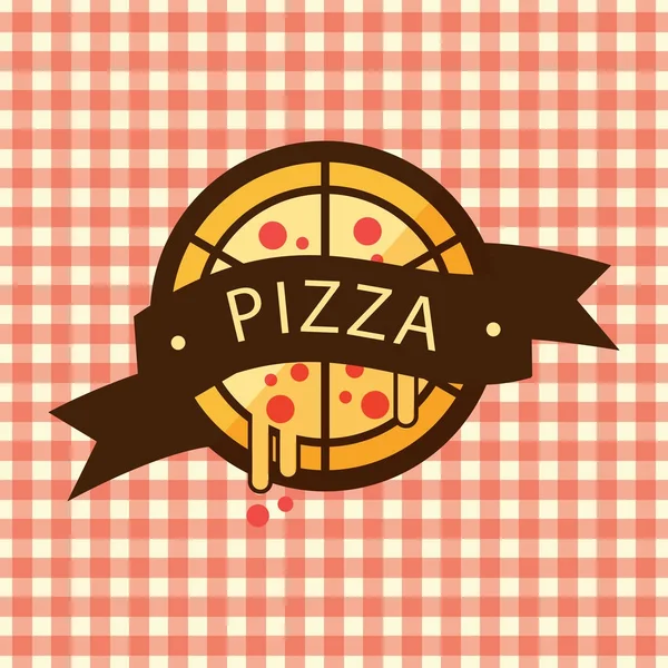 Pizza Ribbon Style Logo Vector — Stock Vector