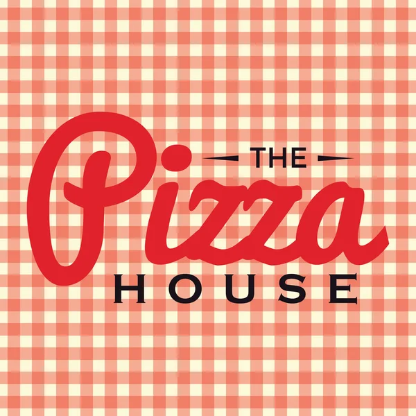 Την πίτσα σπίτι κείμενο λογότυπο φορέα — Διανυσματικό Αρχείο