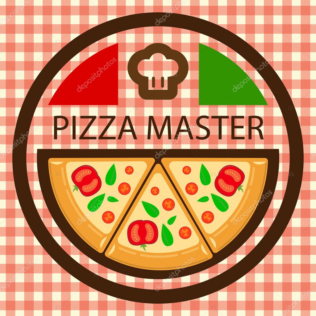 Pizza Master Circle Logo Italian Flag Vector